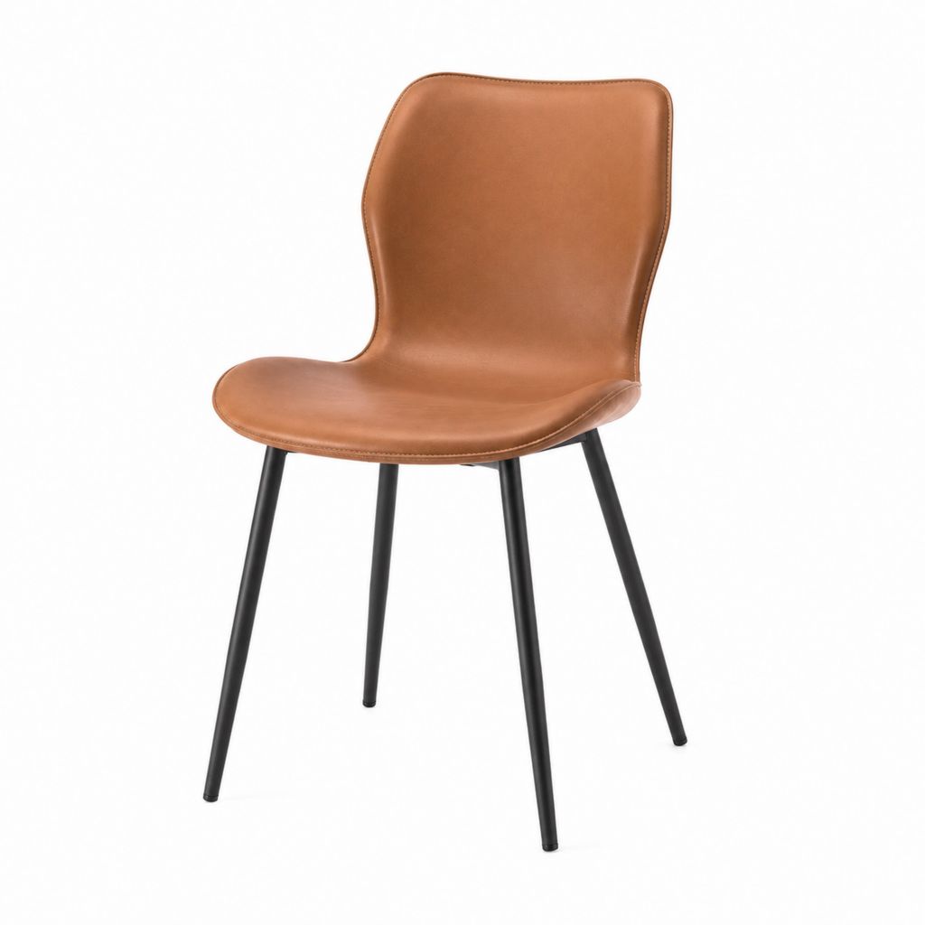 Esszimmerstuhl Cognac PU-Kunstleder mit schwarzem Stahlgestell 45 x 54 x 86 cm
