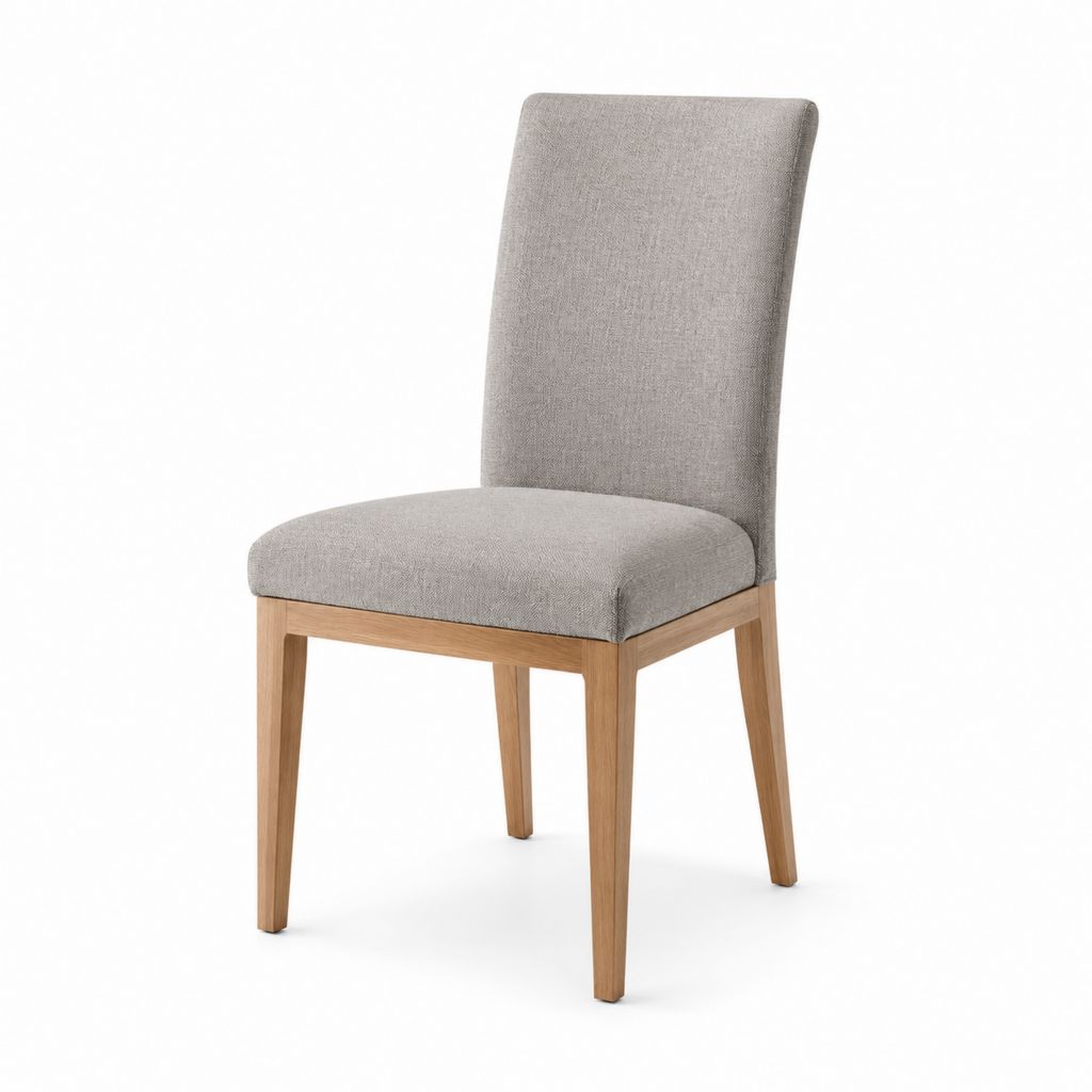 Esszimmerstuhl Grau mit Polyesterbezug und Eichenholzgestell 45 x 58 x 102 cm