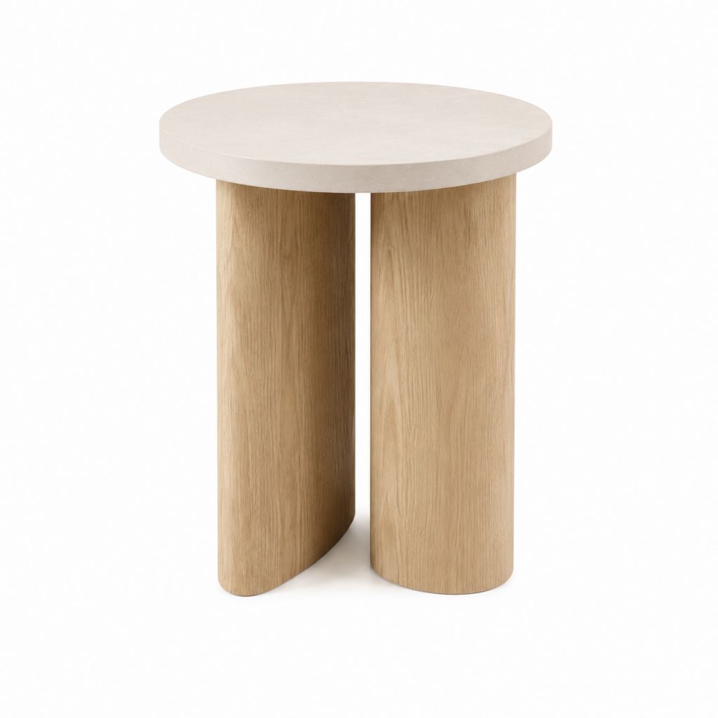 Runder Beistelltisch Creme Eiche MDF 50 x 50 x 55 cm