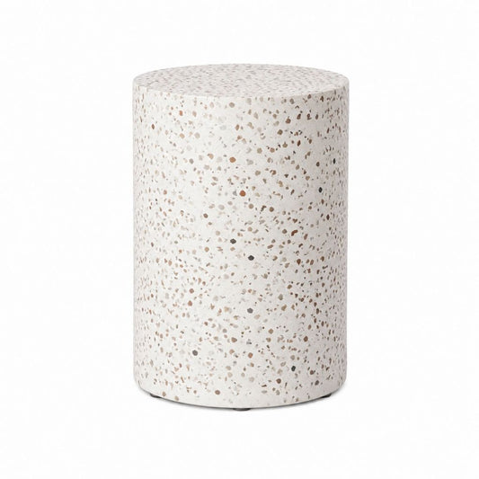 Beistelltisch aus Terrazzo Weiß Rund Ø 35 cm Höhe 45 cm