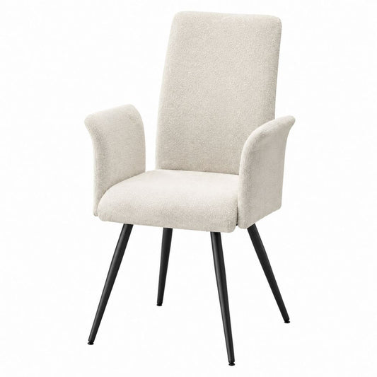 Esszimmerstuhl mit Armlehnen Creme Bouclé-Polyester Stahlgestell 60 x 63 x 86 cm