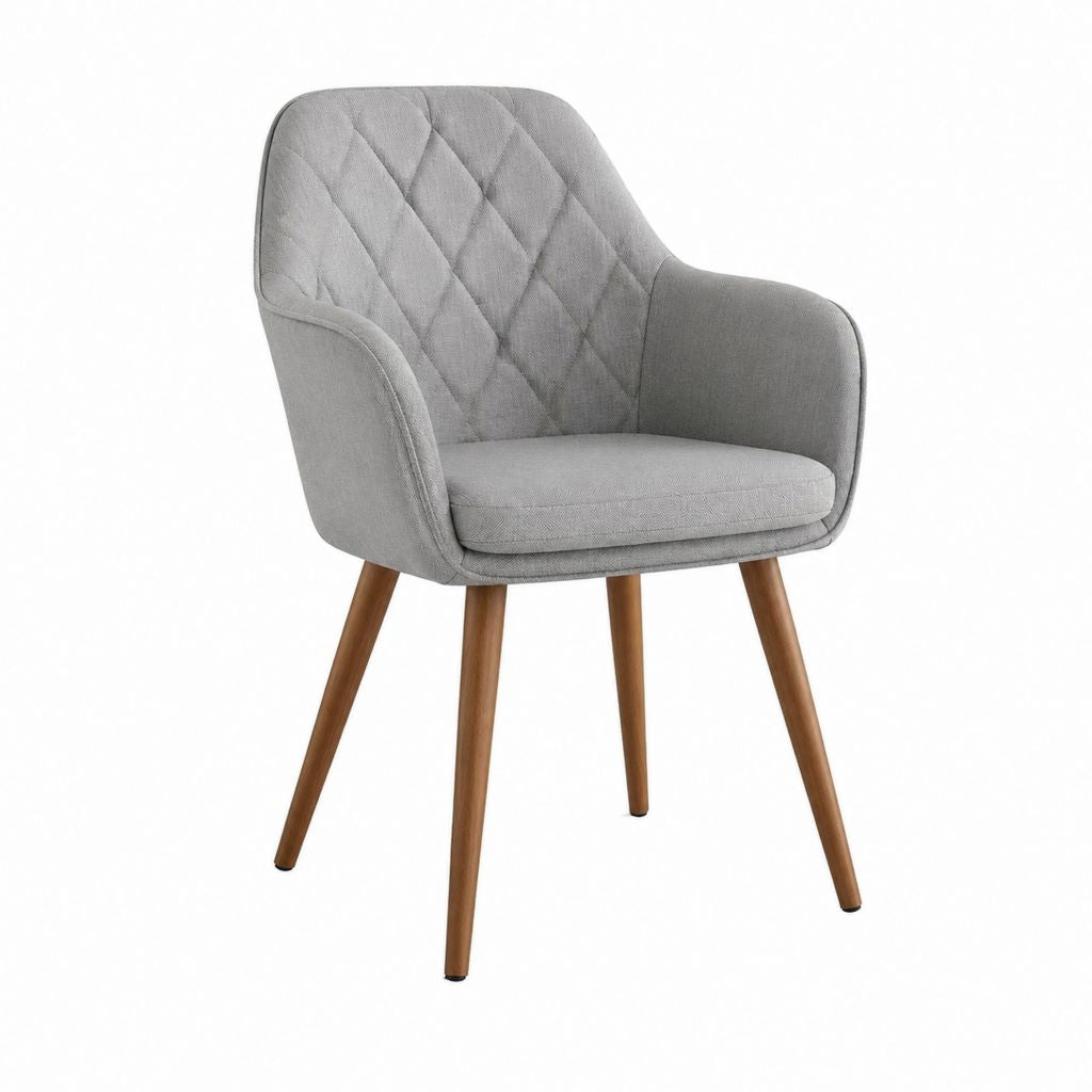 Esszimmerstuhl mit Armlehnen Grau Polyester Massivholz 58 x 60 x 85 cm