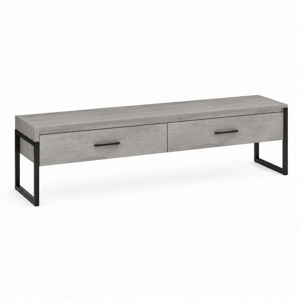 TV-Lowboard Grau Spanplatte Stahl rechteckig mit 2 Schubladen 160 x 40 x 45 cm
