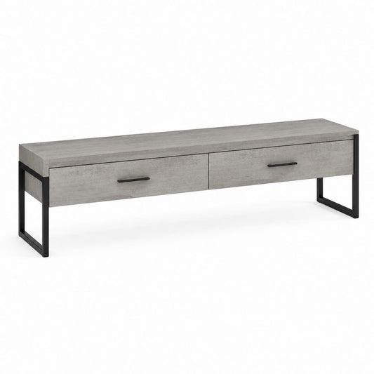 TV-Lowboard Grau Spanplatte Stahl rechteckig mit 2 Schubladen 160 x 40 x 45 cm