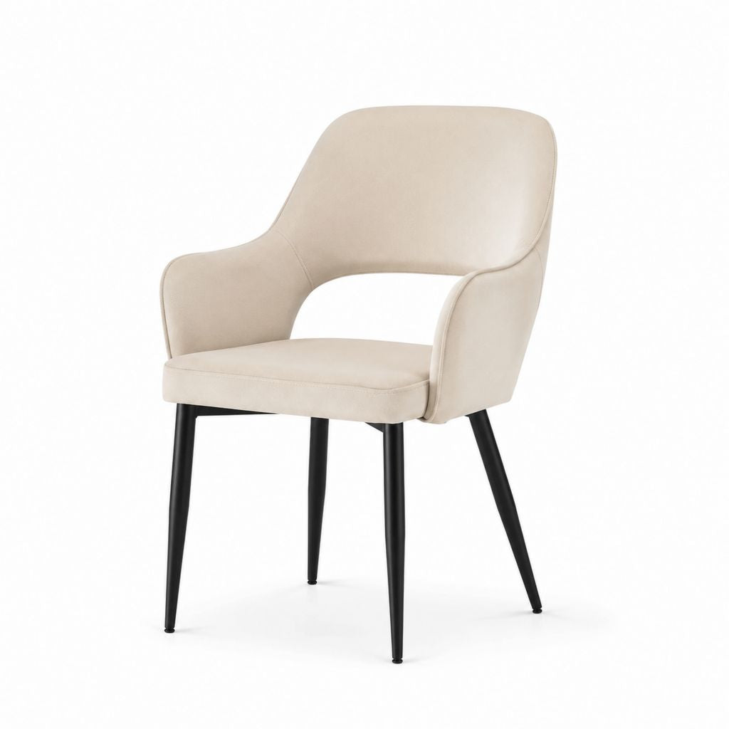 Esszimmerstuhl mit Armlehnen Beige Polyester Samt Stahlgestell 60 x 61 x 82 cm