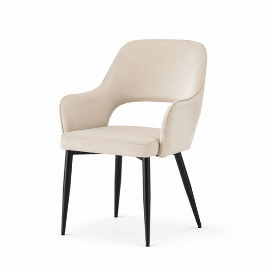 Esszimmerstuhl mit Armlehnen Beige Polyester Samt Stahlgestell 60 x 61 x 82 cm