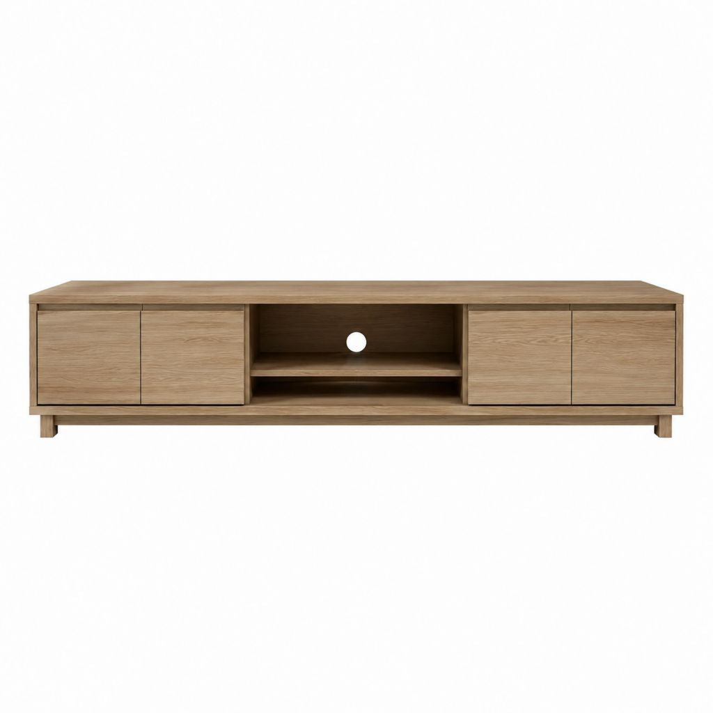 TV-Lowboard Eichefarben Holzwerkstoff rechteckig 180 x 40 x 50 cm mit 4 Türen und Kabeldurchführung