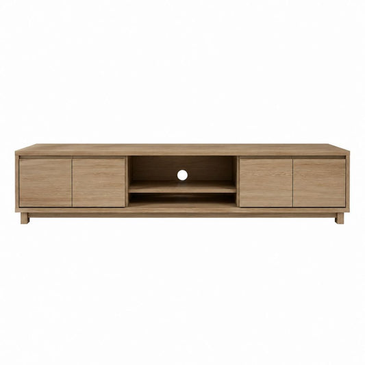 TV-Lowboard Eichefarben Holzwerkstoff rechteckig 180 x 40 x 50 cm mit 4 Türen und Kabeldurchführung