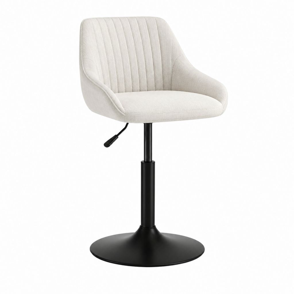 Drehbarer Barhocker Beige mit Polyesterbezug und Stahlfuß höhenverstellbar 52 x 55 x 88–108 cm