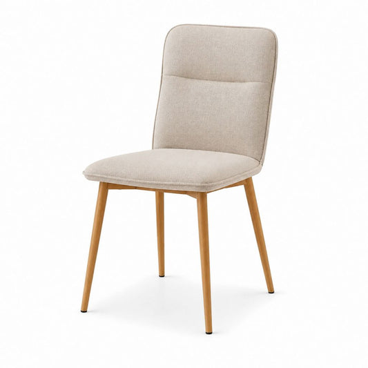 Esszimmerstuhl Beige Polyester mit Gummibaum-Massivholzgestell 46 x 55 x 89 cm