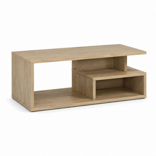 Couchtisch Eiche hell Spanplatte rechteckig mit Ablagefächern 100 x 60 x 45 cm