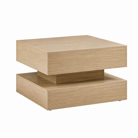 Couchtisch mit drehbarer Tischplatte Natur Eichenfurnier quadratisch 90 x 90 x 43 cm