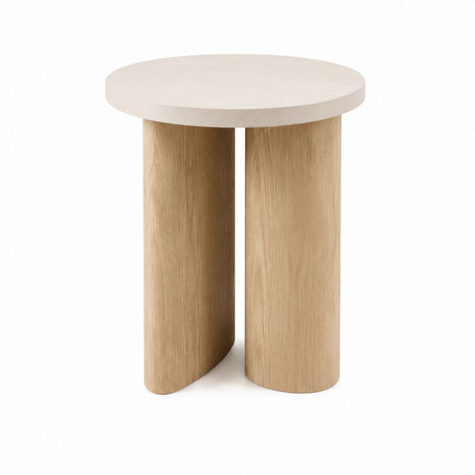 Runder Beistelltisch Creme Eiche MDF 50 x 50 x 55 cm