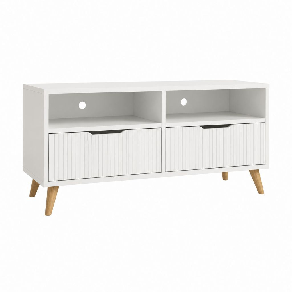TV Lowboard Weiß MDF rechteckig mit 2 Klapptüren 120 x 40 x 60 cm