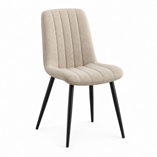 Esszimmerstuhl Beige mit Bouclé-Polyesterbezug und Stahlgestell 48 x 60 x 86 cm
