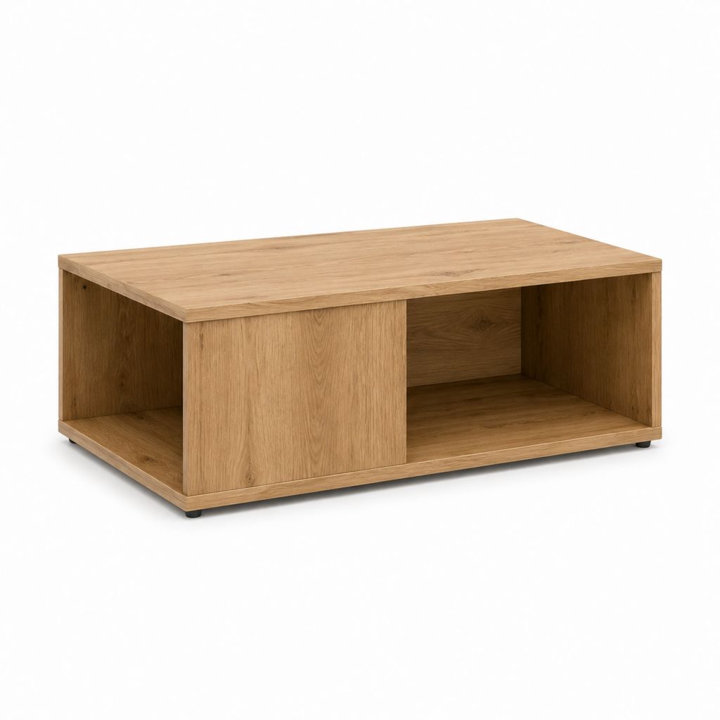 Couchtisch Eichenfurnier rechteckig mit 2 offenen Fächern 120 x 60 x 45 cm